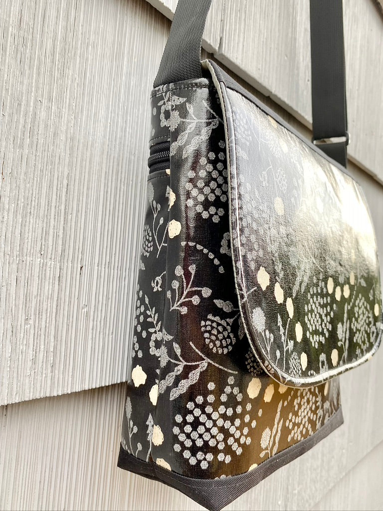 Tall Messenger Bag in Silver Fox