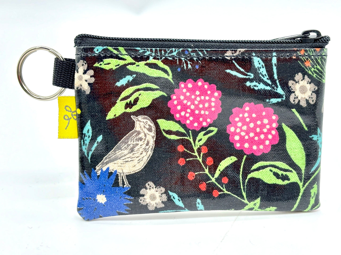 Coin Purse in Wildflowers pink and blue