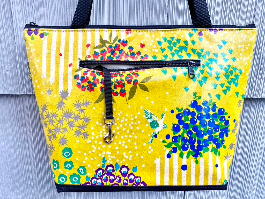 Lydia Tote w/trolley sleeve in Garden Bird Yellow