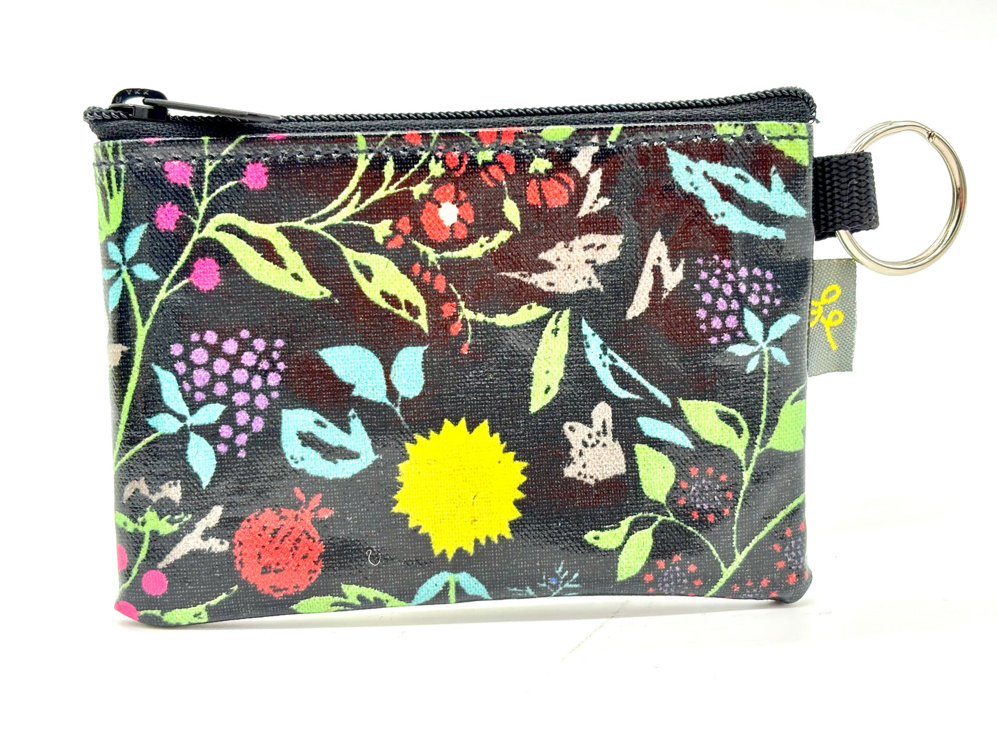 Coin Purse in Wildflowers pink and blue