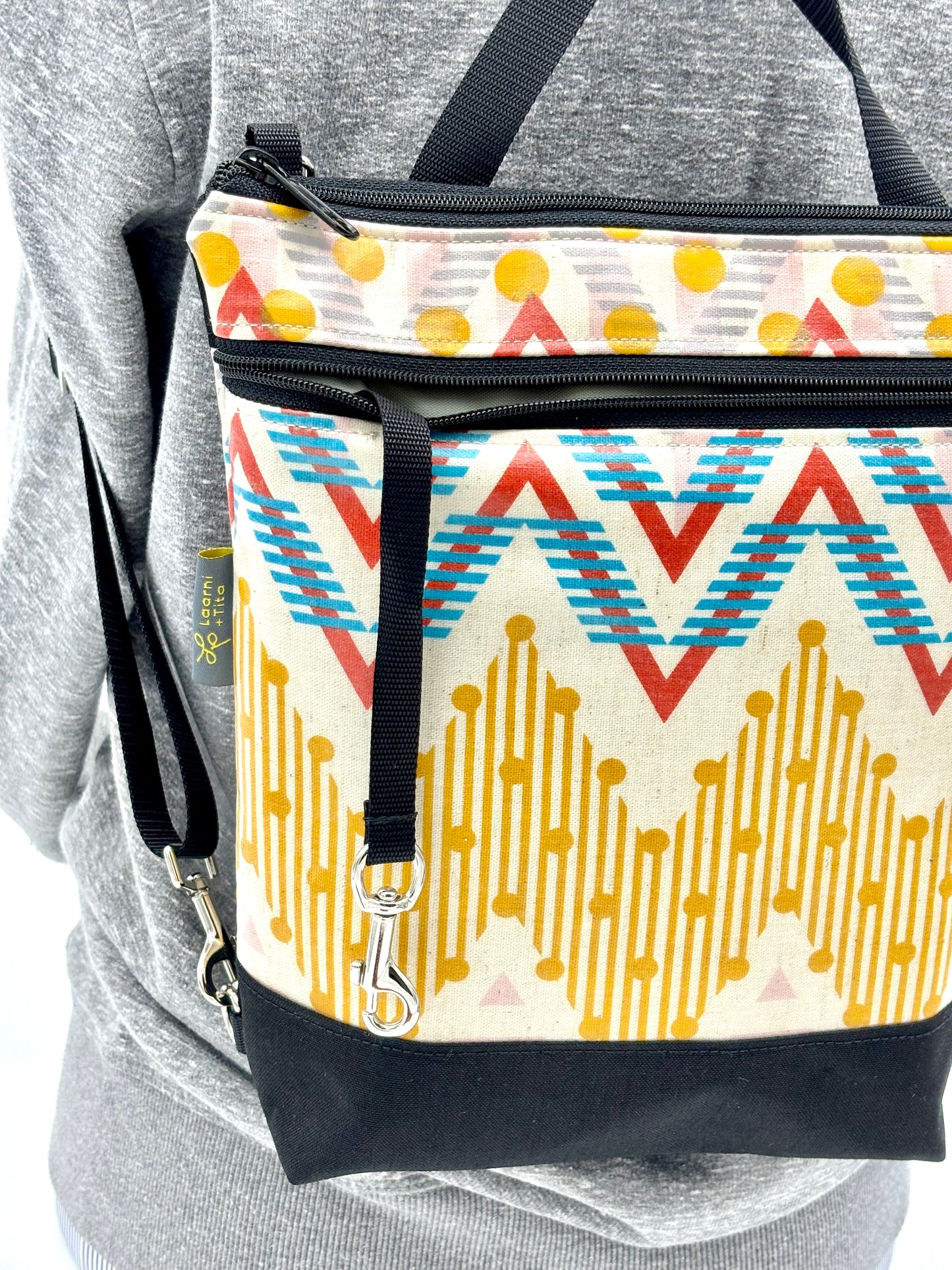 Backpack/Crossbody in Yellow Chevron