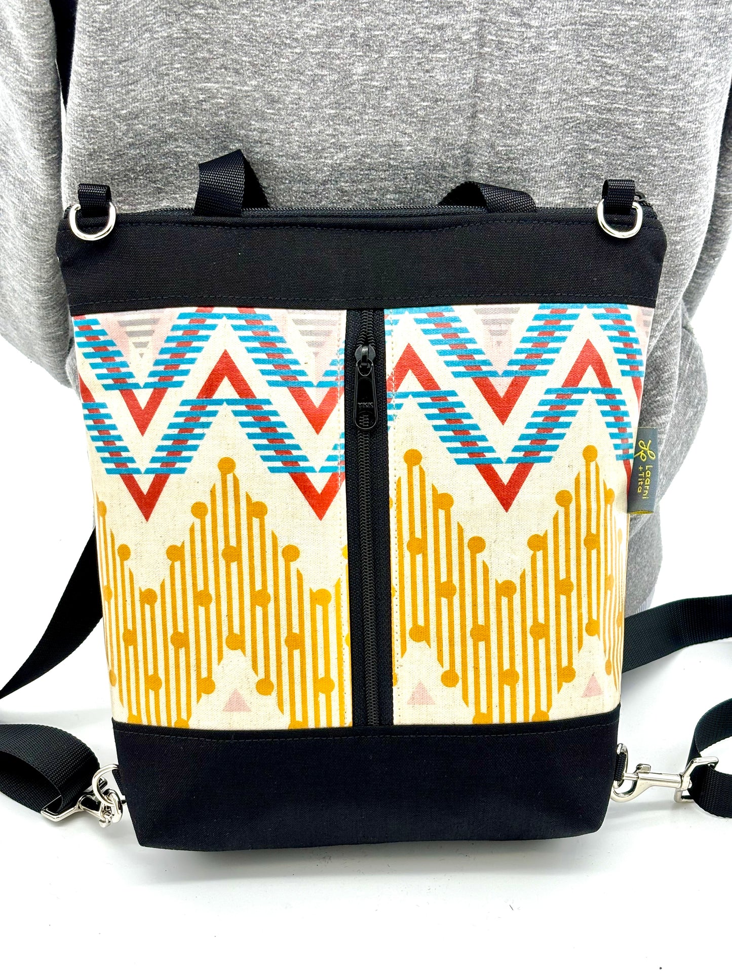 Backpack/Crossbody in Yellow Chevron