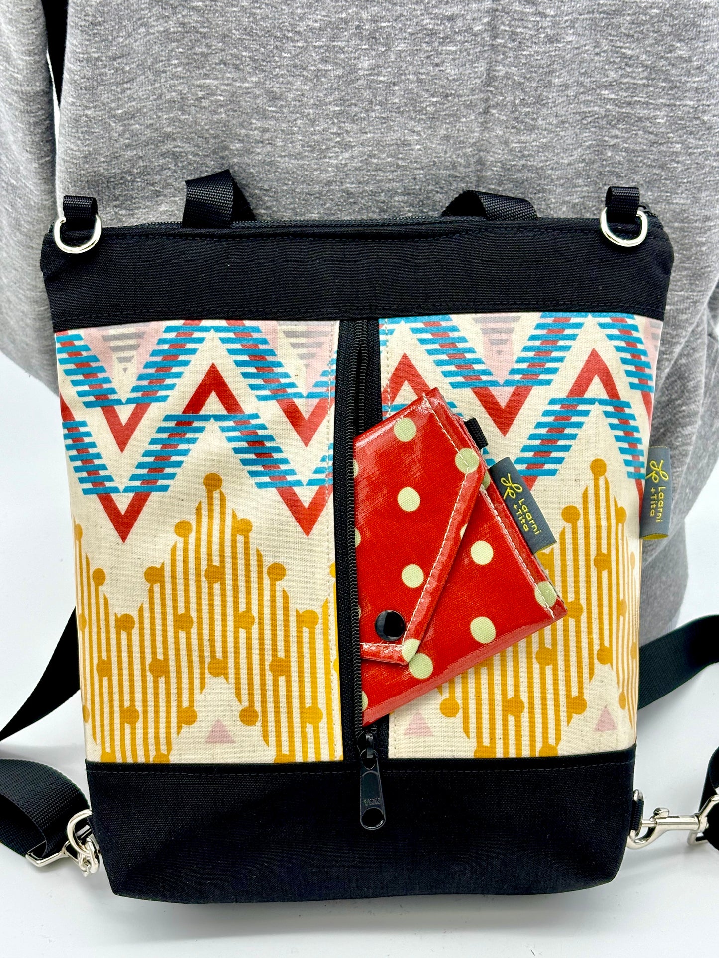 Backpack/Crossbody in Yellow Chevron