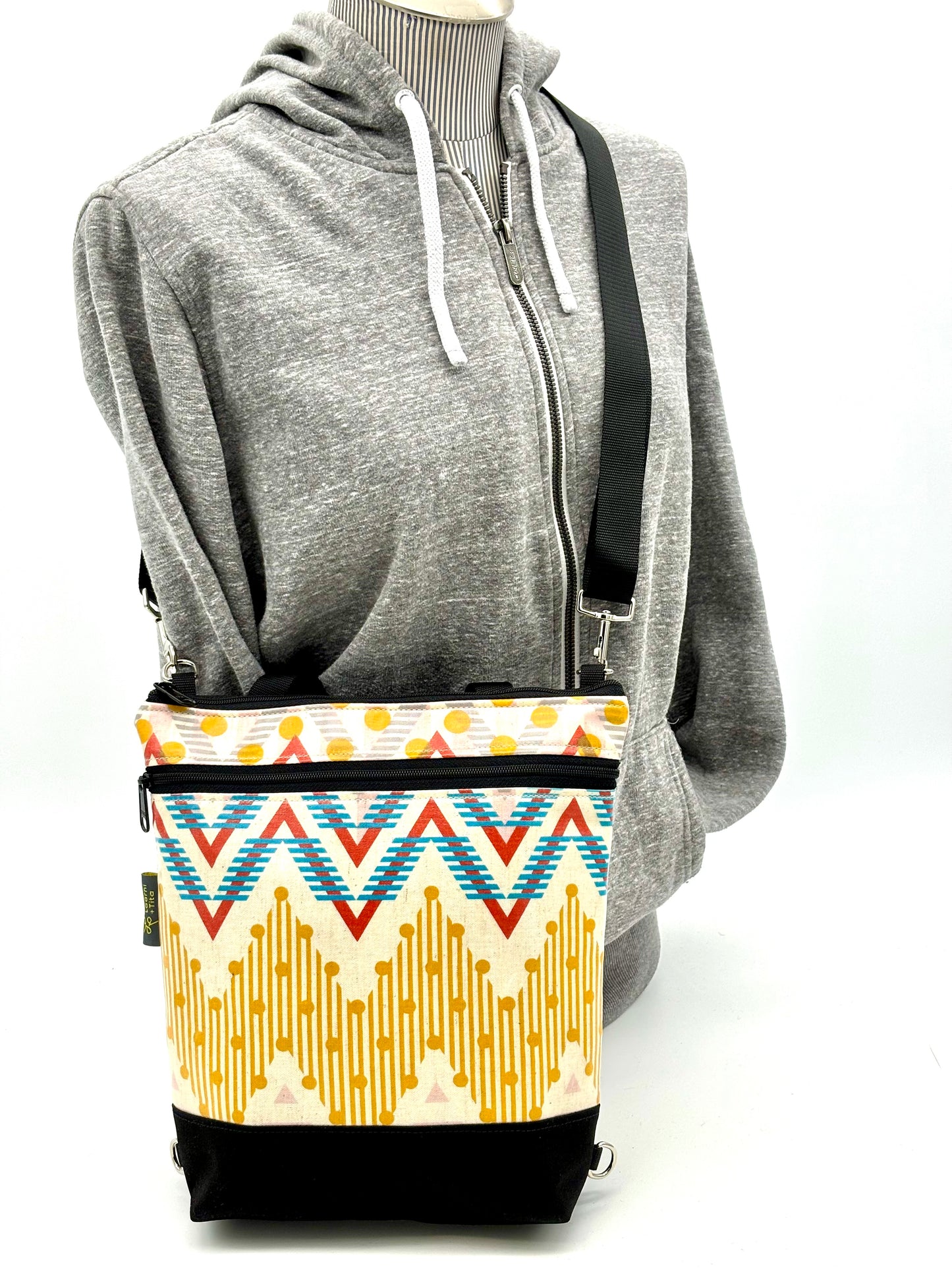 Backpack/Crossbody in Yellow Chevron