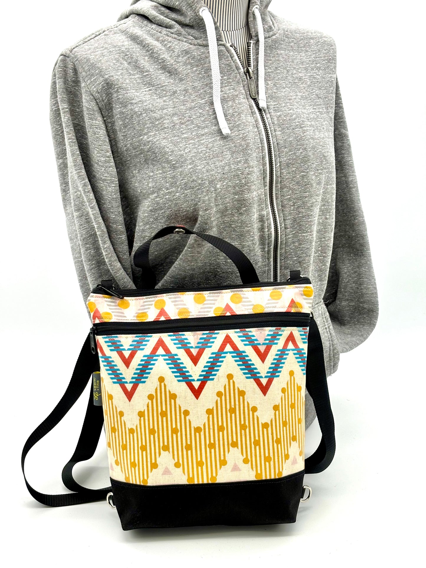Backpack/Crossbody in Yellow Chevron