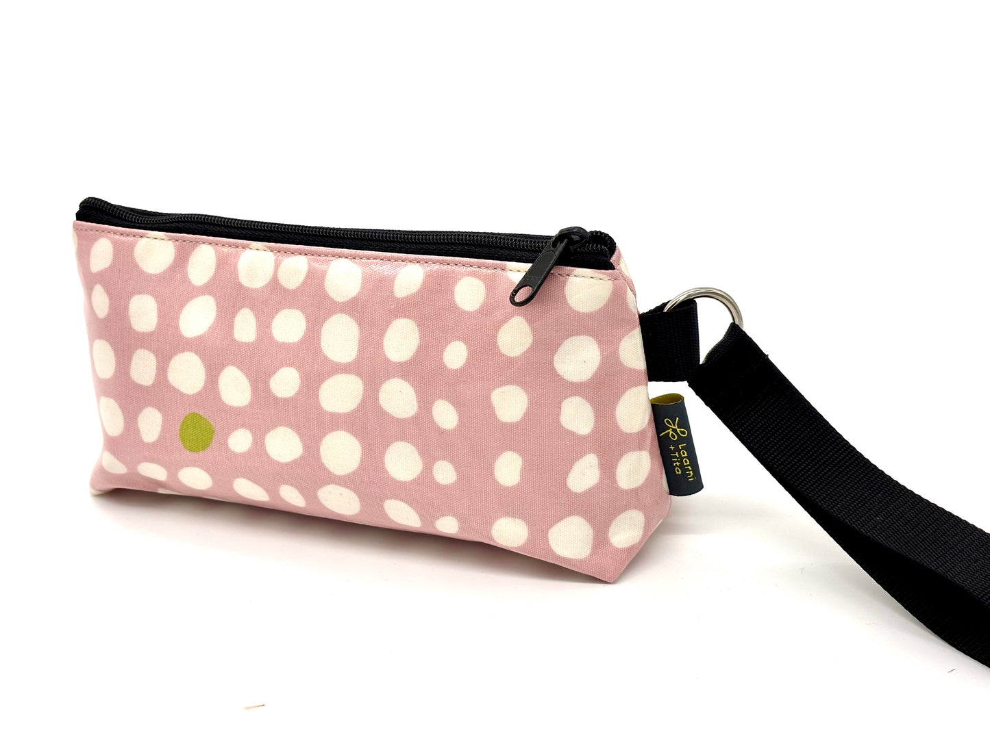 Medium Makeup Bag in Pink with random dots