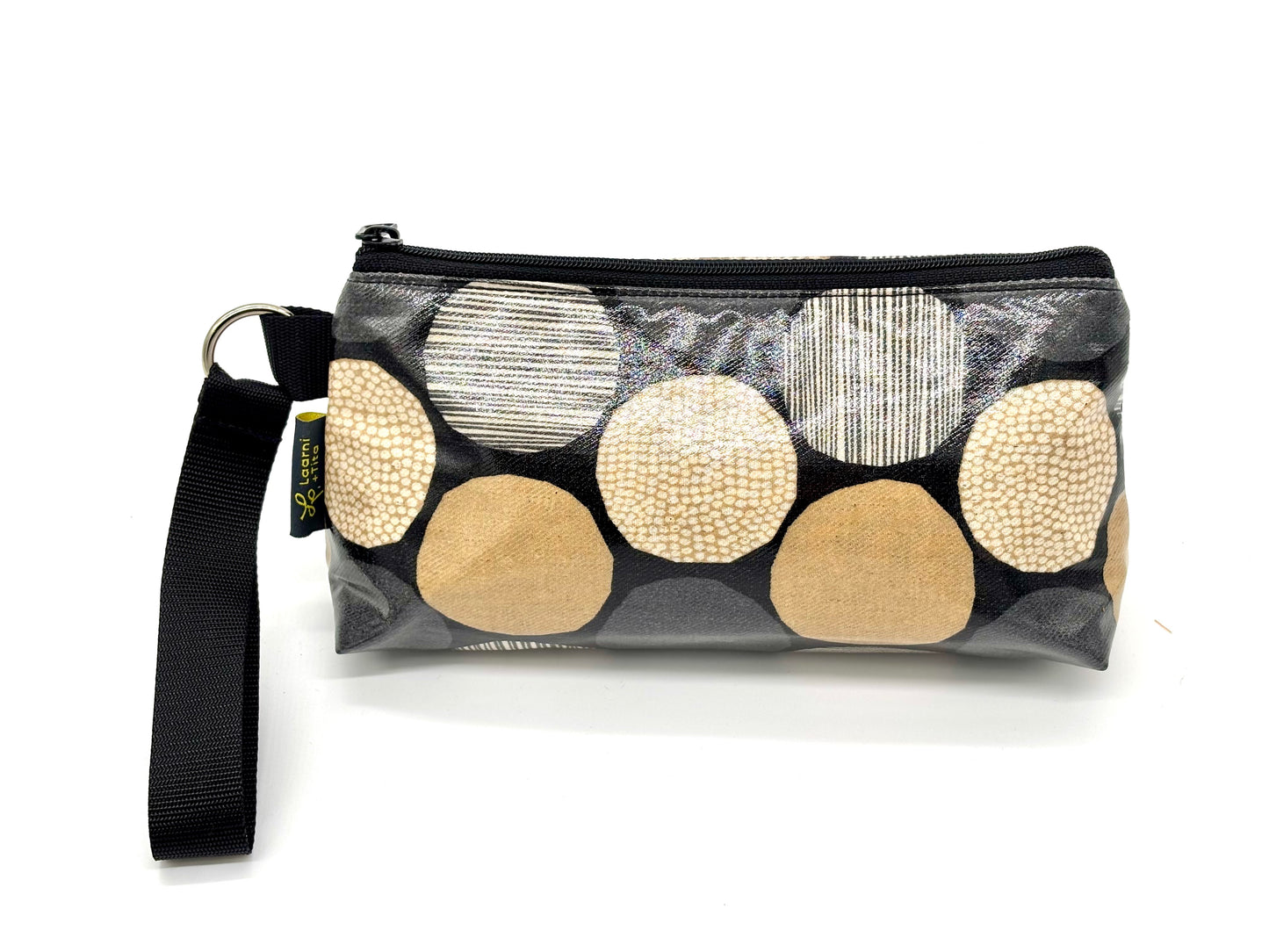 Medium Makeup Bag in Rounds mauve & cream