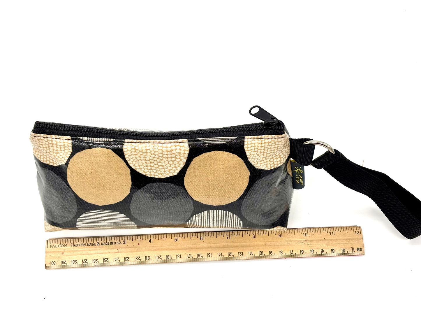 Medium Makeup Bag in Rounds mauve & cream