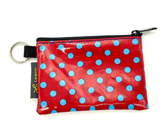 Coin Purse in Red/Blue Polka Dots