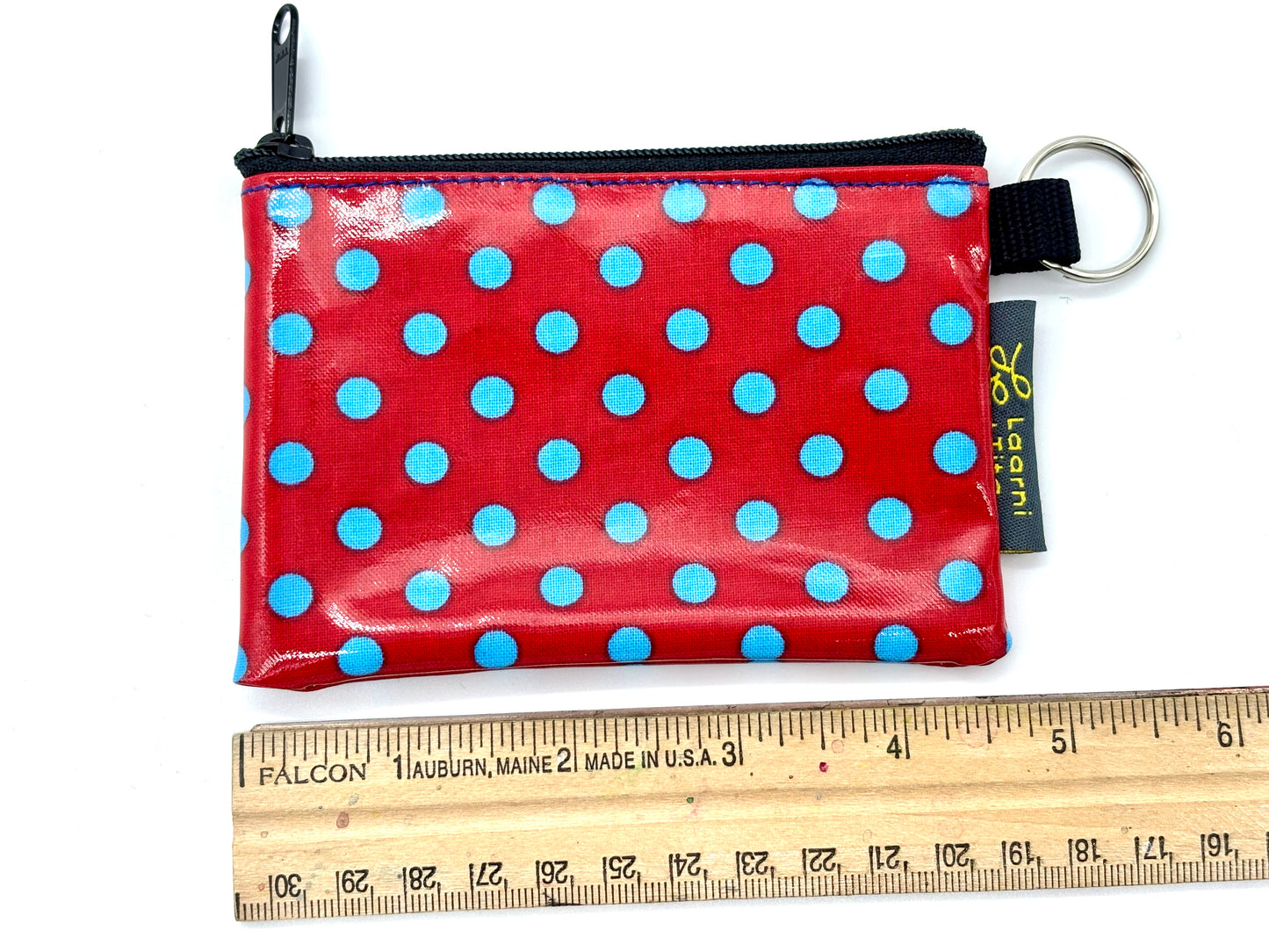 Coin Purse in Red/Blue Polka Dots