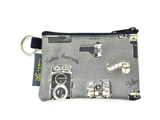 Coin Purse in Vintage Cameras Gray