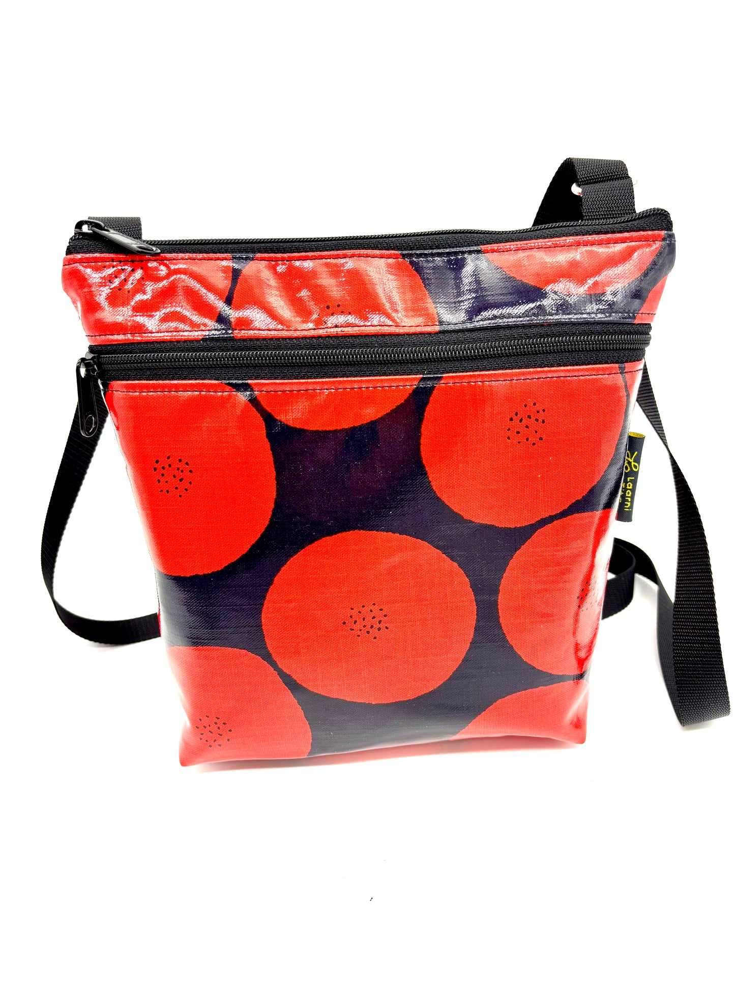 Medium Travel Purse in Red Round with Dots