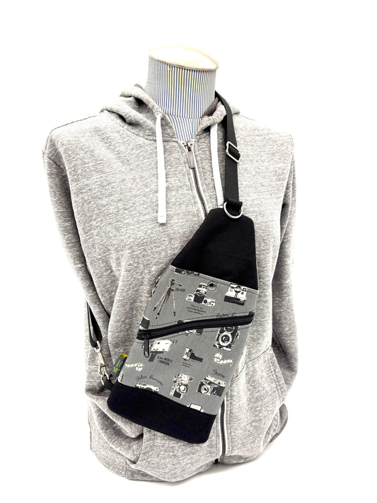Travel Sling in Vintage Cameras Gray