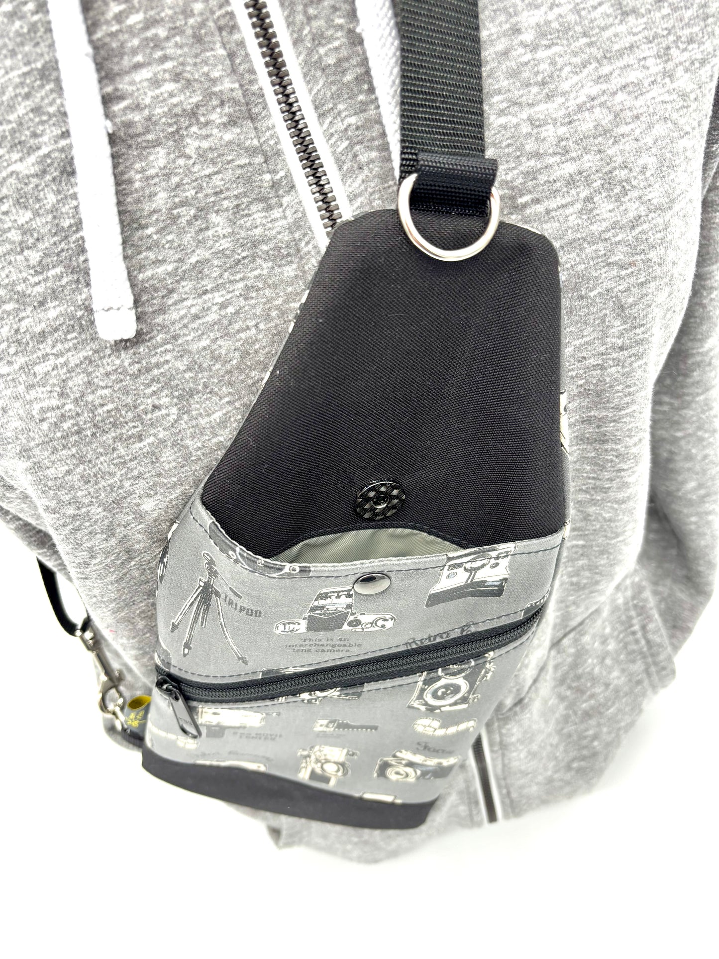 Travel Sling in Vintage Cameras Gray