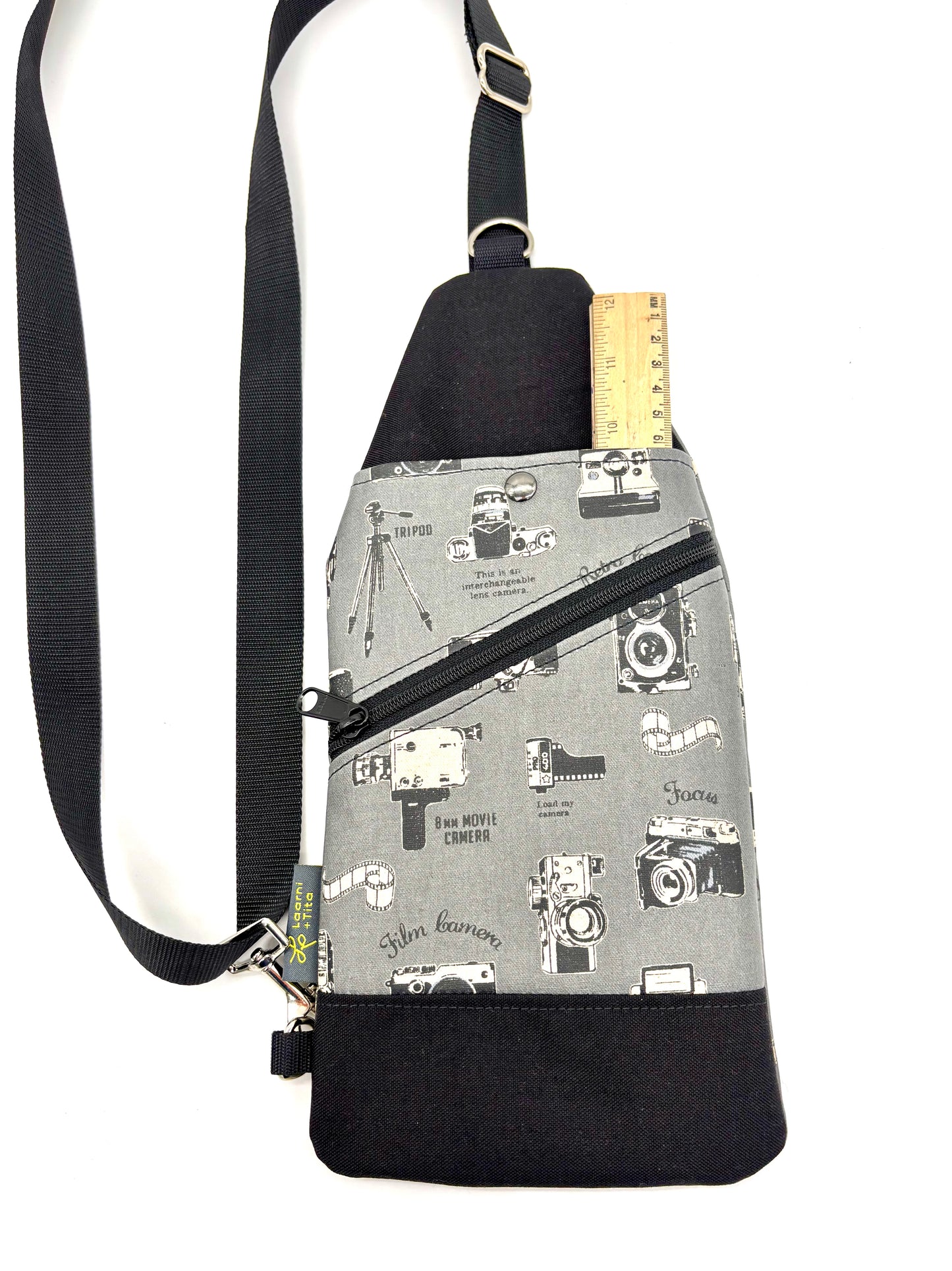 Travel Sling in Vintage Cameras Gray