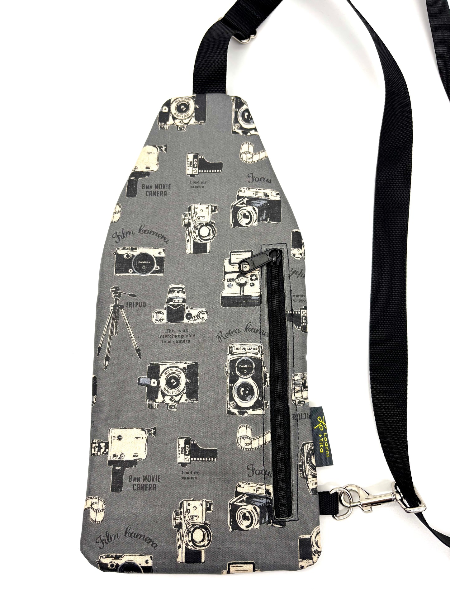 Travel Sling in Vintage Cameras Gray
