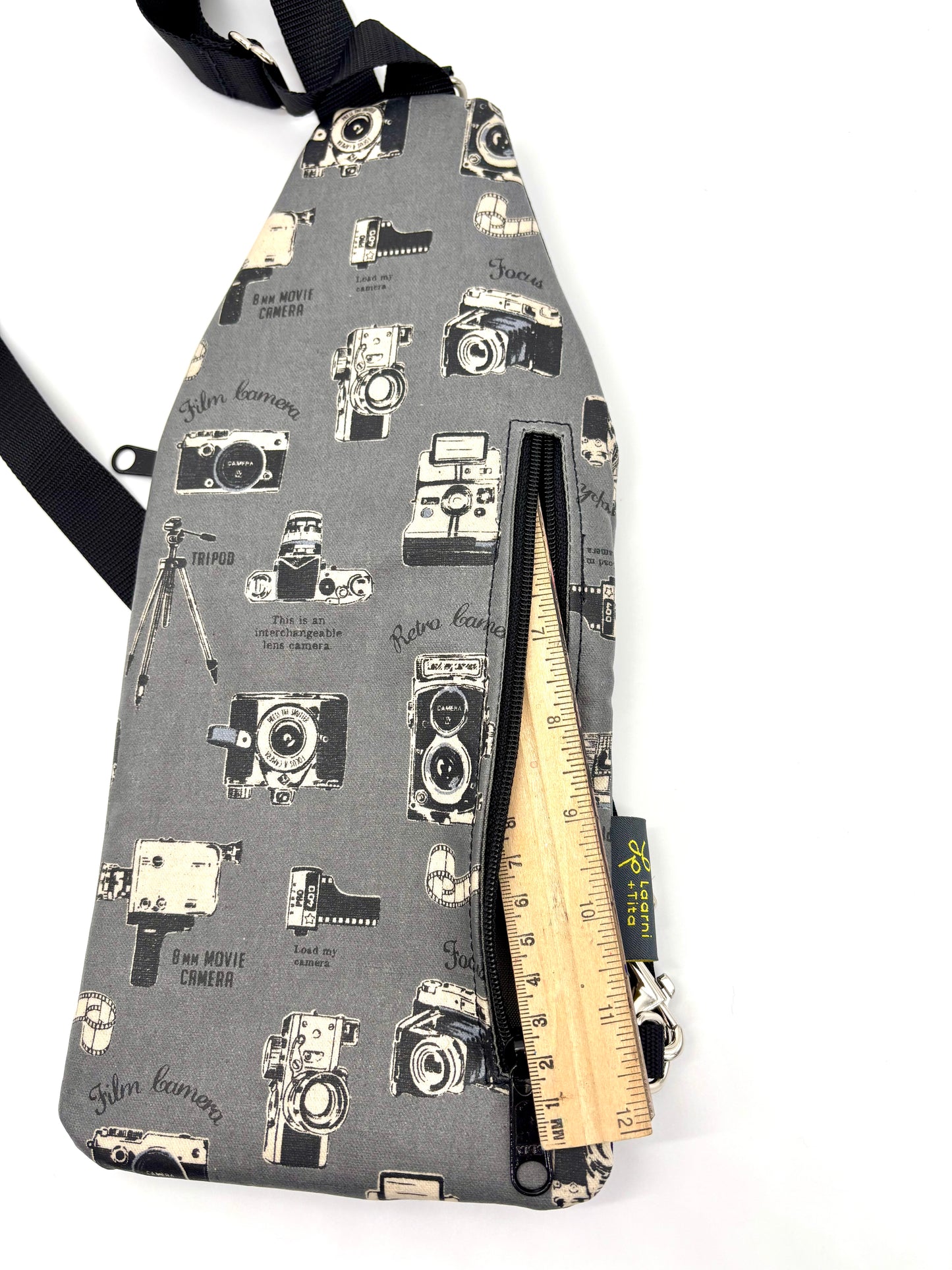 Travel Sling in Vintage Cameras Gray