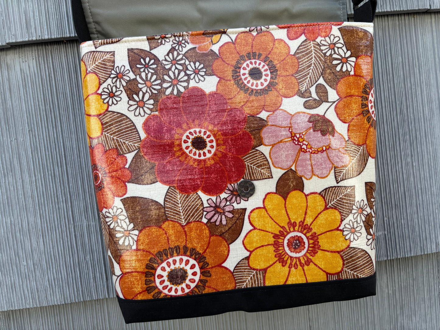 Tall Messenger Bag in Vintage Floral Orange