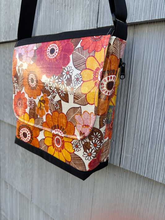 Tall Messenger Bag in Vintage Floral Orange