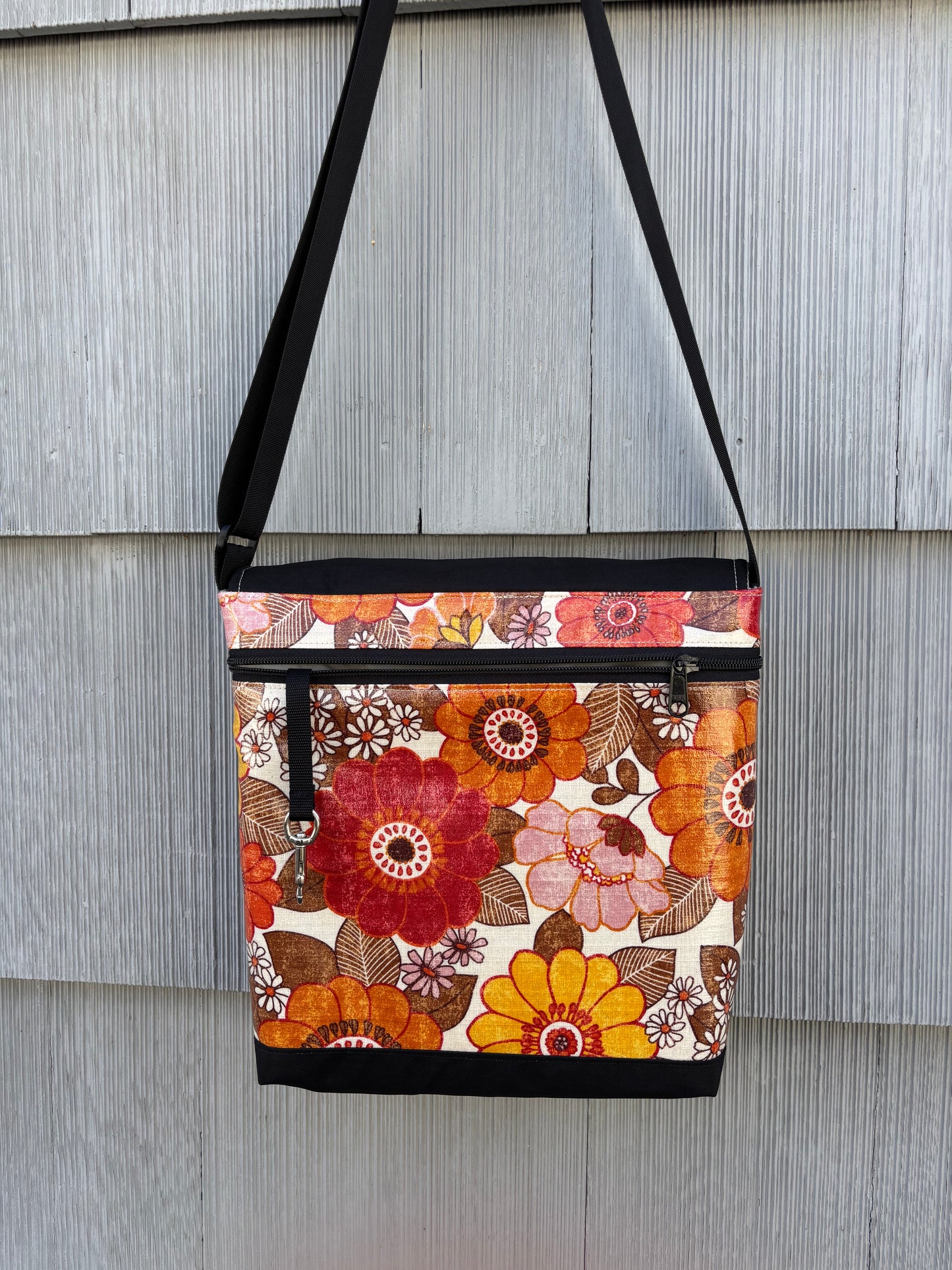 Tall Messenger Bag in Vintage Floral Orange