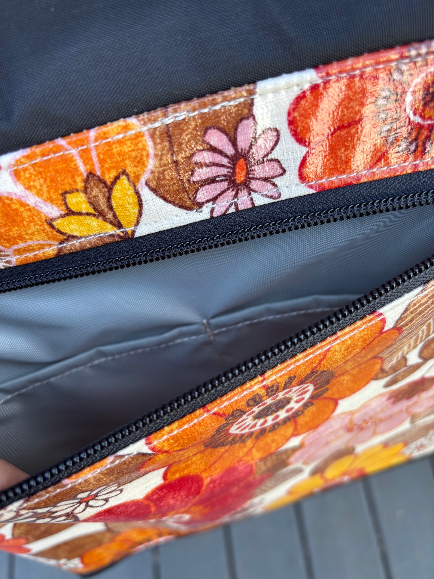Tall Messenger Bag in Vintage Floral Orange