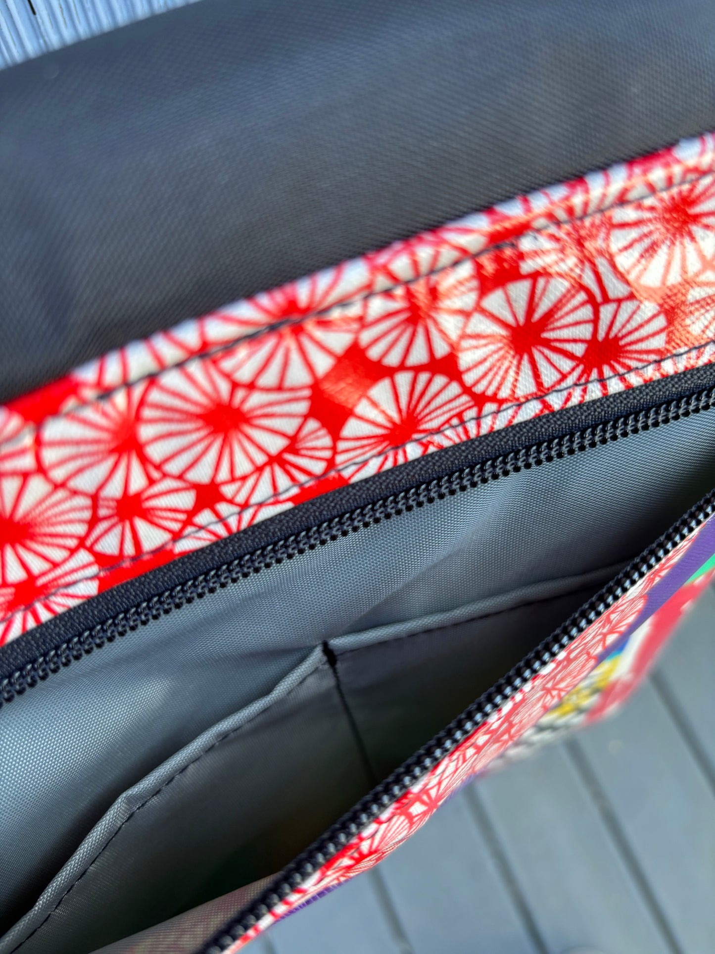 Tall Messenger Bag in Patchwork Print