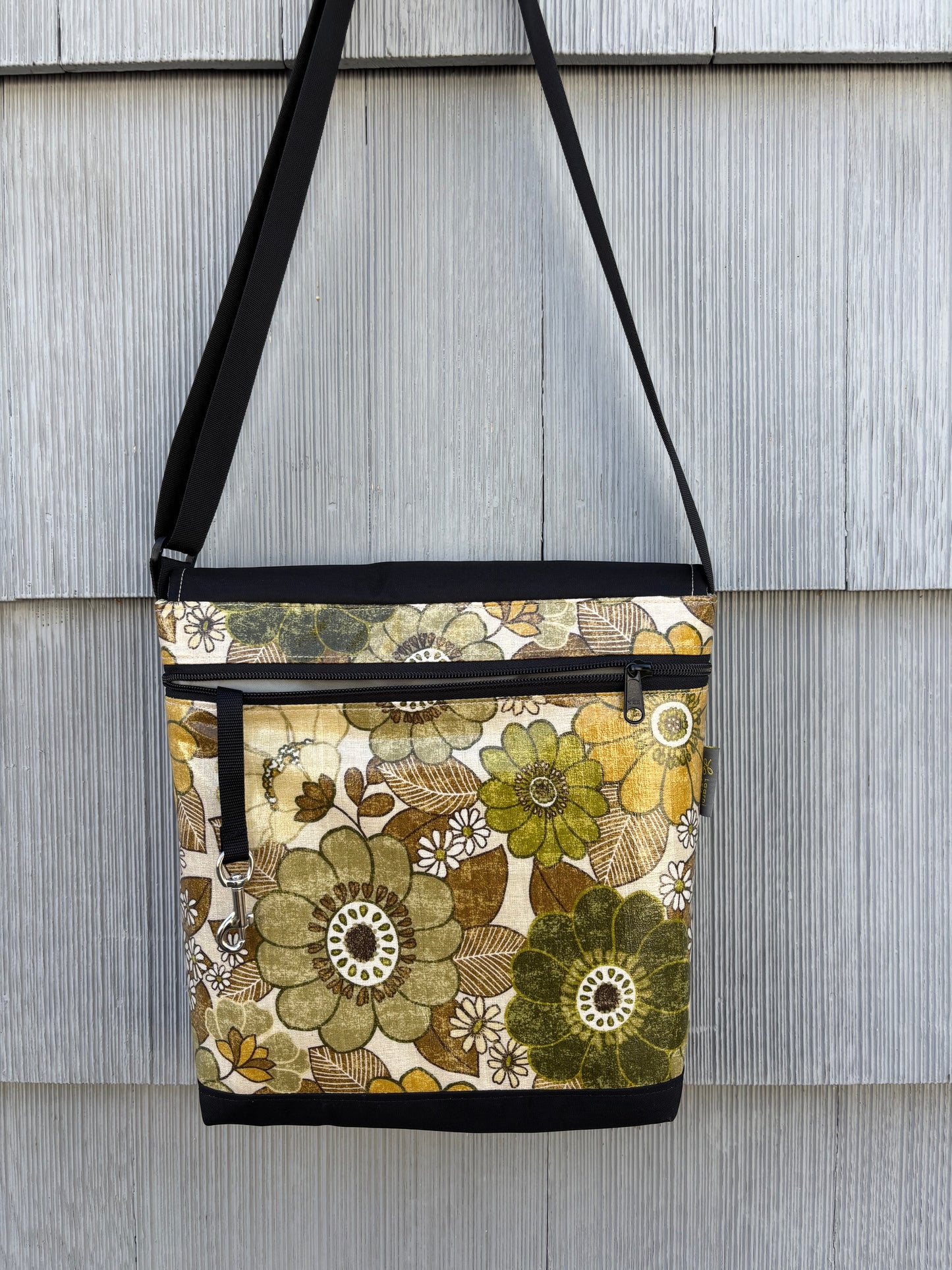 Tall Messenger Bag in Vintage Floral Green
