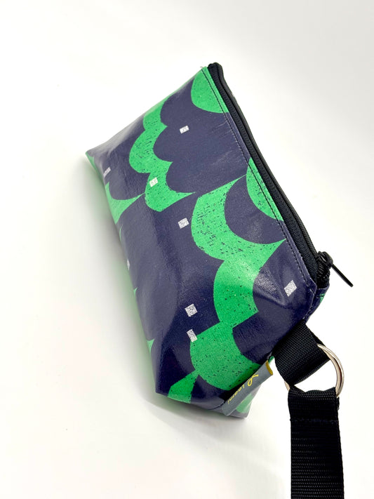 Medium Makeup Bag in Blue and Green Graphics