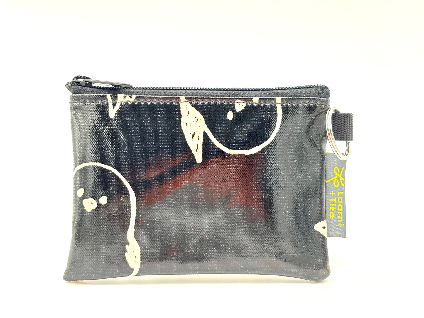 Coin Purse in Black Puffy Birds