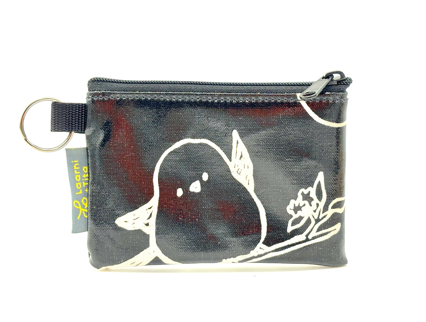 Coin Purse in Black Puffy Birds