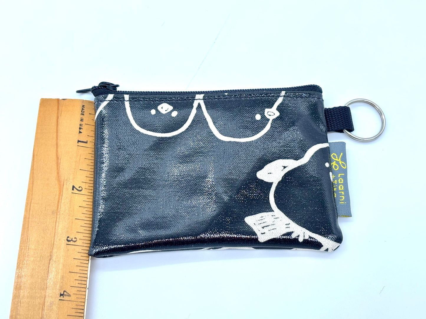 Coin Purse in Black Puffy Birds