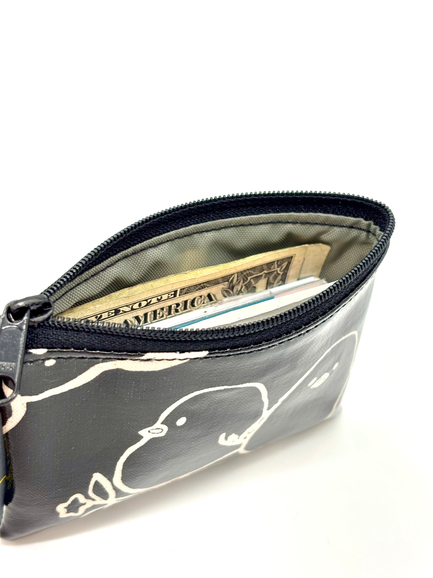 Coin Purse in Black Puffy Birds