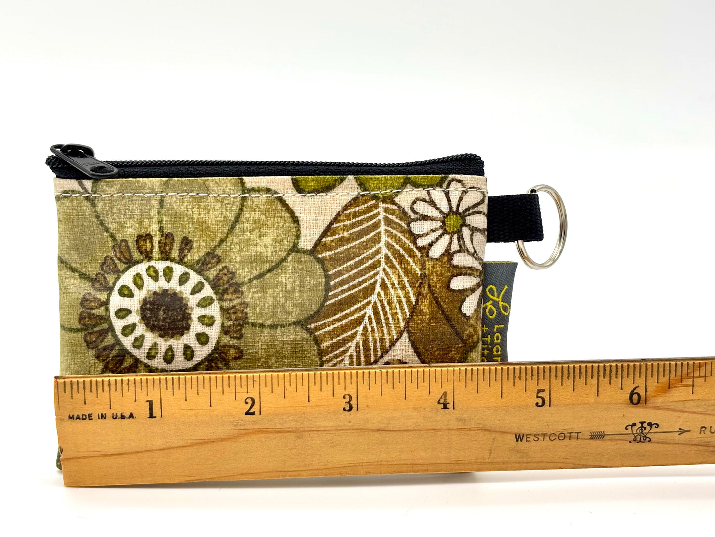 Coin Purse in Vintage Floral Green