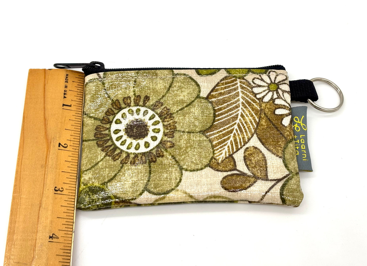 Coin Purse in Vintage Floral Green