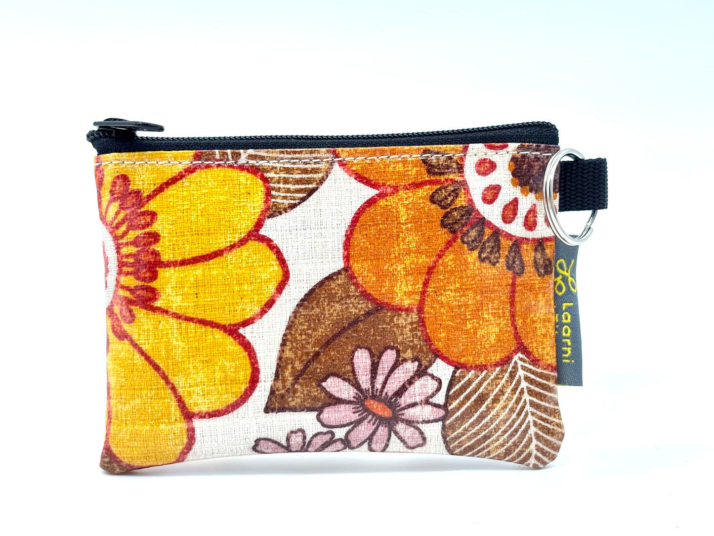 Coin Purse in Vintage Floral Orange