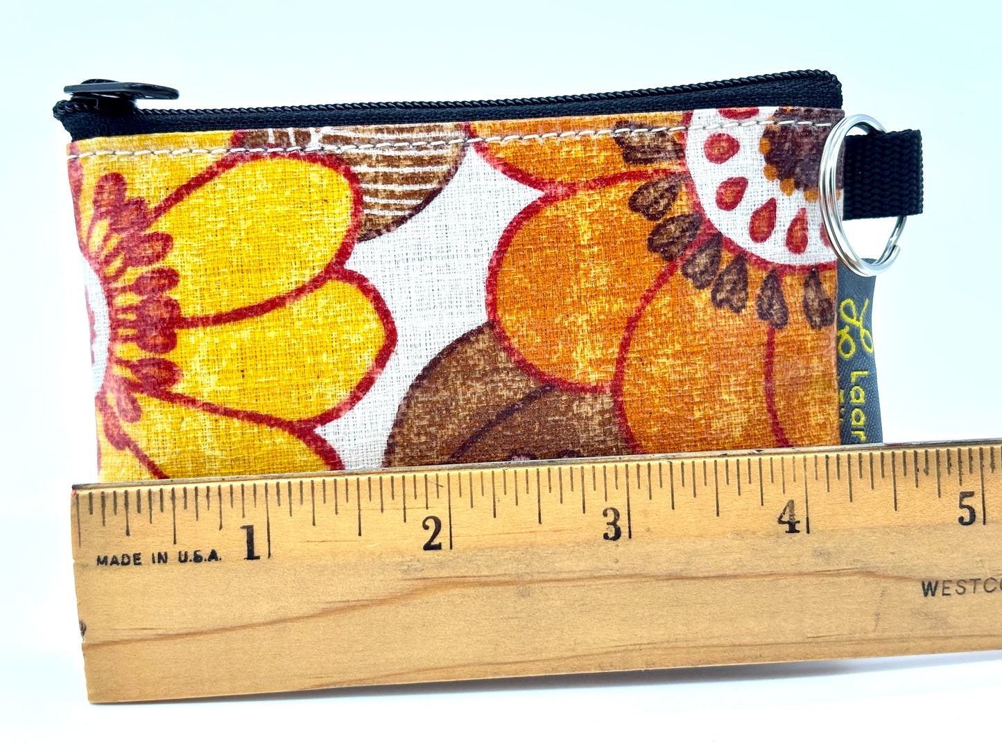 Coin Purse in Vintage Floral Orange
