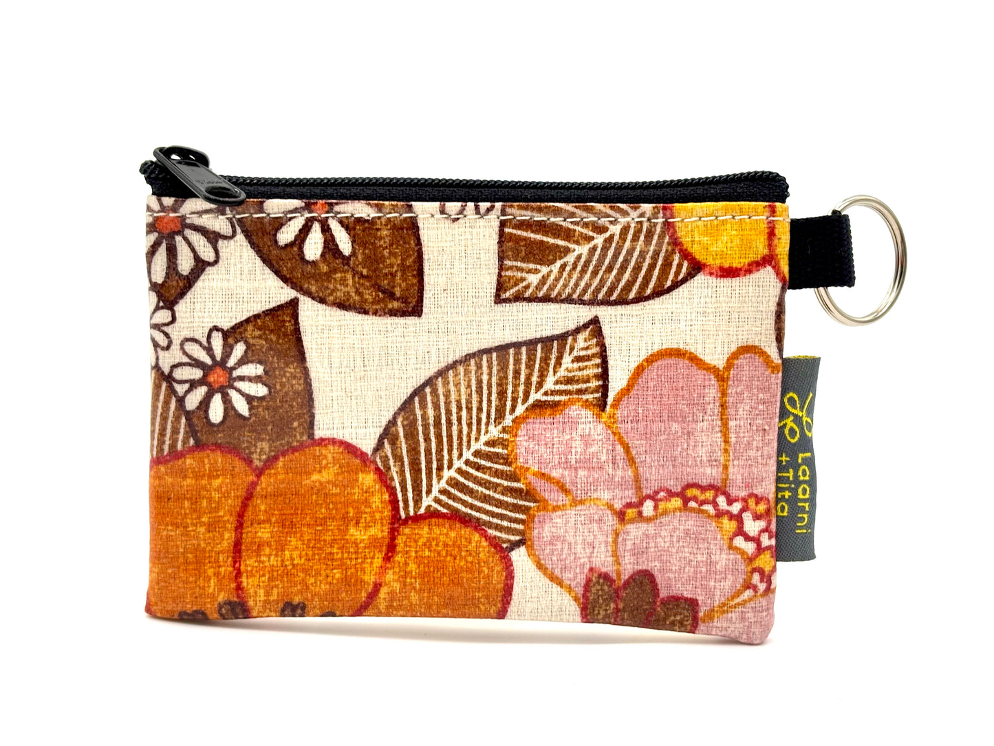 Coin Purse in Vintage Floral Orange