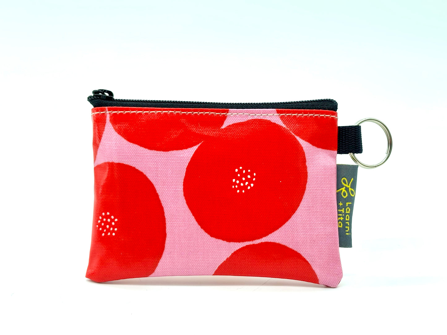 Coin Purse in Red Round with dots on Pink
