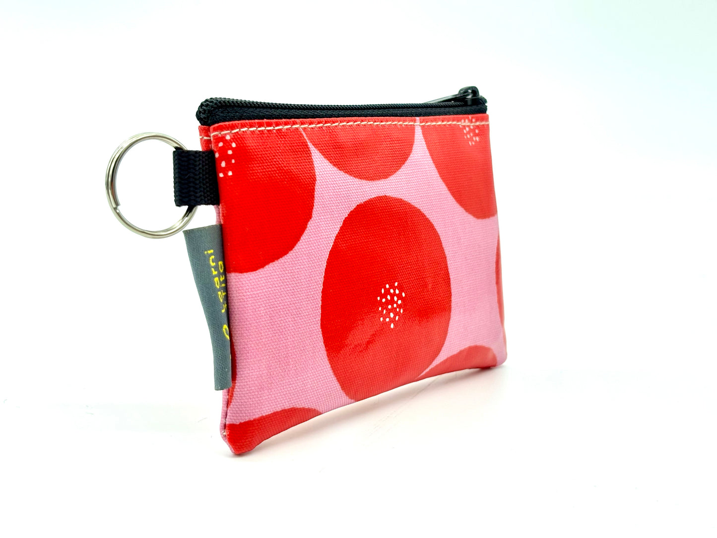 Coin Purse in Red Round with dots on Pink