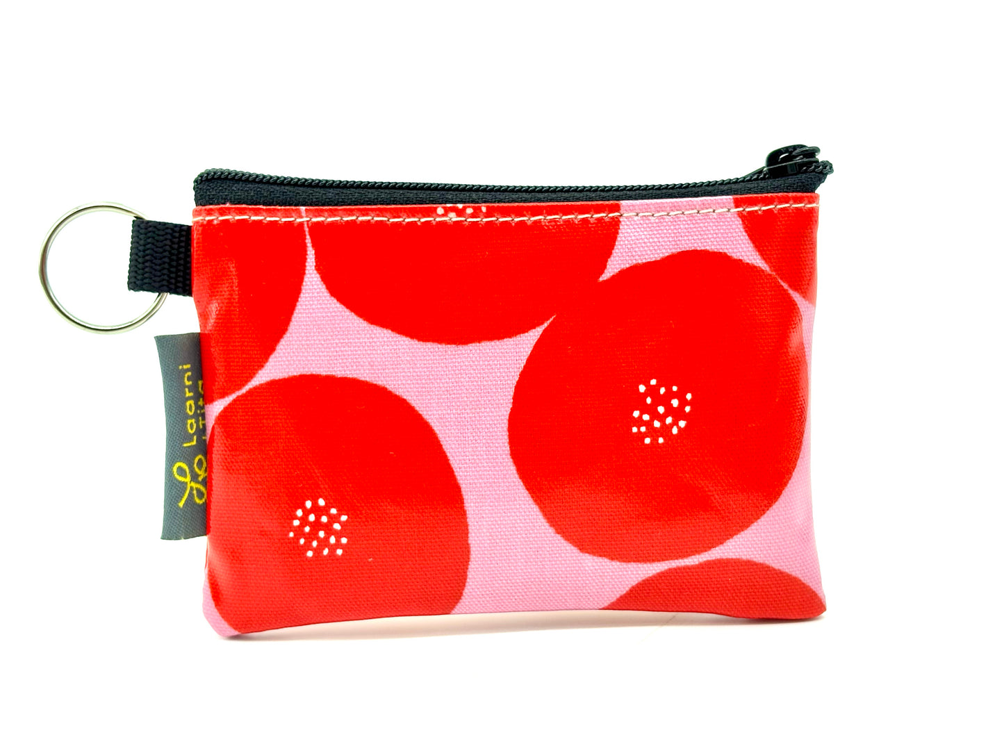 Coin Purse in Red Round with dots on Pink