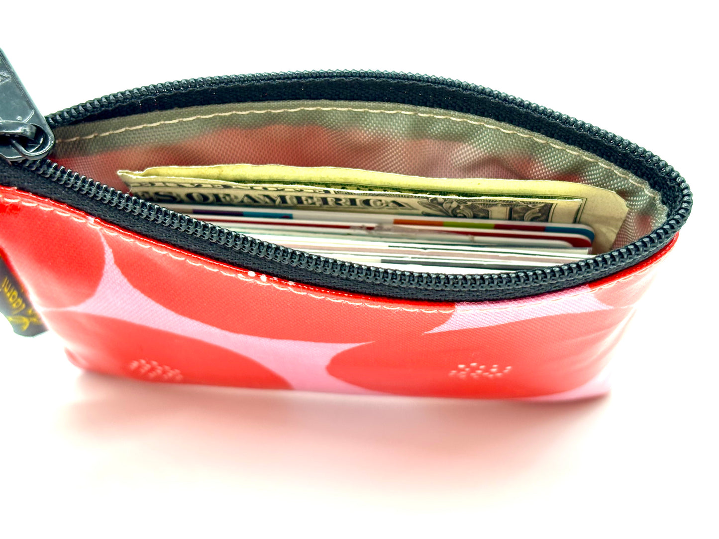 Coin Purse in Red Round with dots on Pink