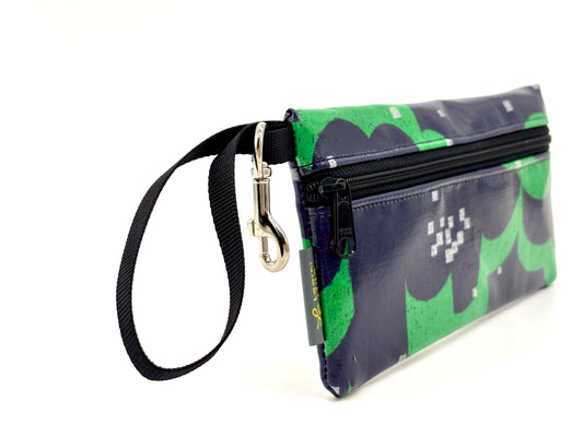 Large Wristlet in Blue and Green Graphics