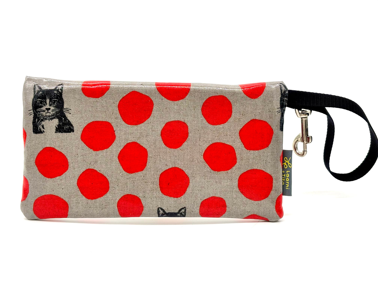 Large Wristlet in Cat w/Glasses in Red