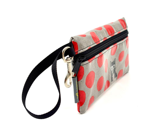 Large Wristlet in Cat w/Glasses in Red