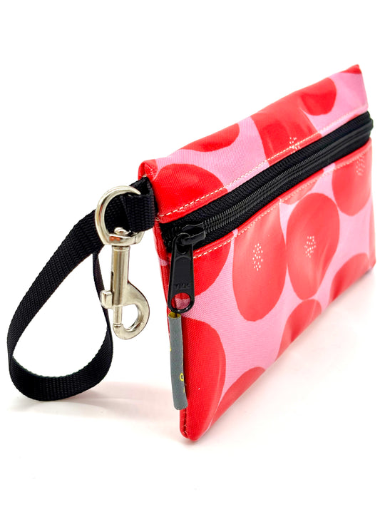 Medium Wristlet in Red Round w/Dots in Pink