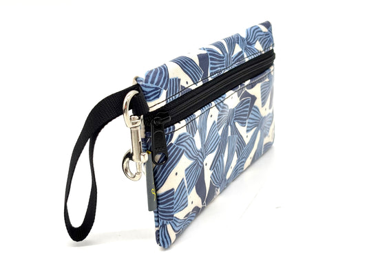 Medium Wristlet in Blue Bows