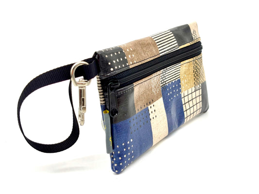 Large Wristlet in Printed Sashiko Stitching