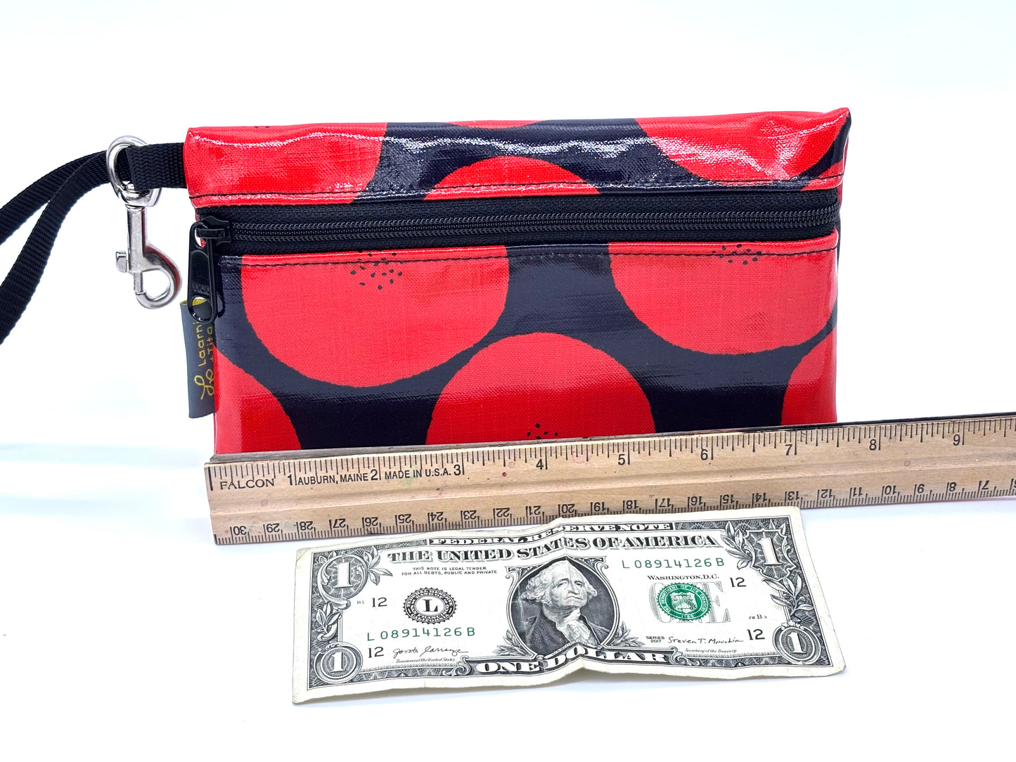 Large Wristlet in Red Round w/Dots