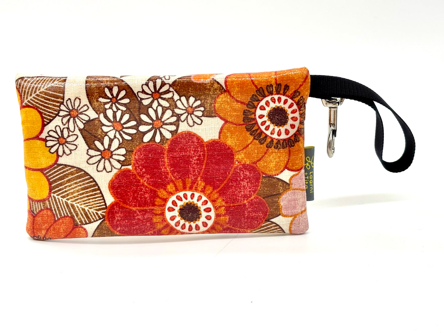 Medium Wristlet in Vintage Floral Orange