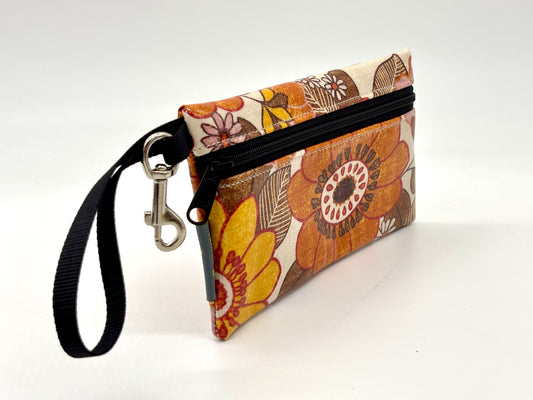 Large Wristlet in Vintage Floral in Orange